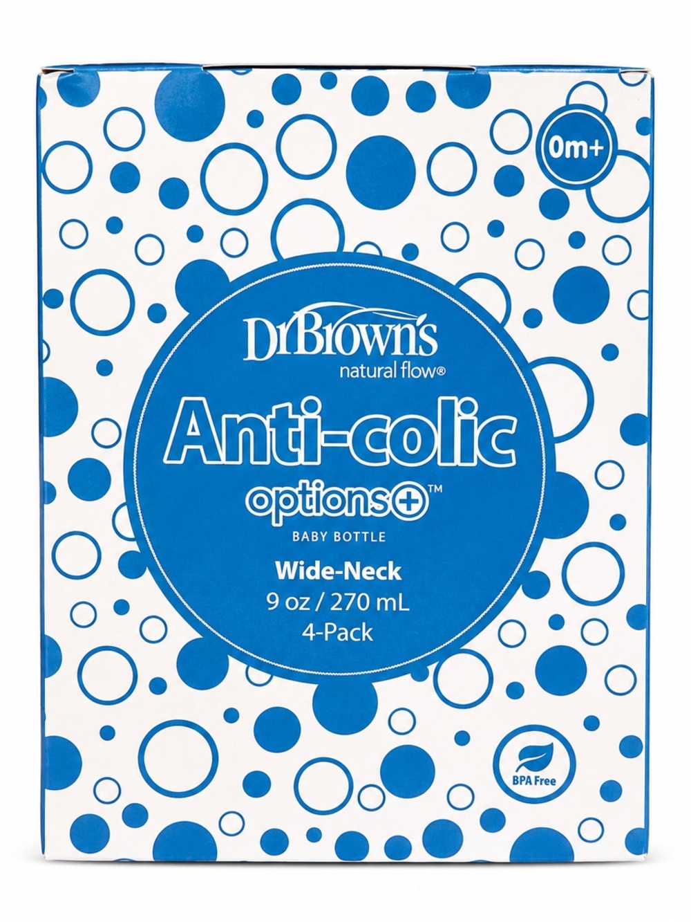 Dr. Brown’s Natural Flow Anti-Colic Wide-Neck Baby Bottles 4-Pack 9oz BPA free